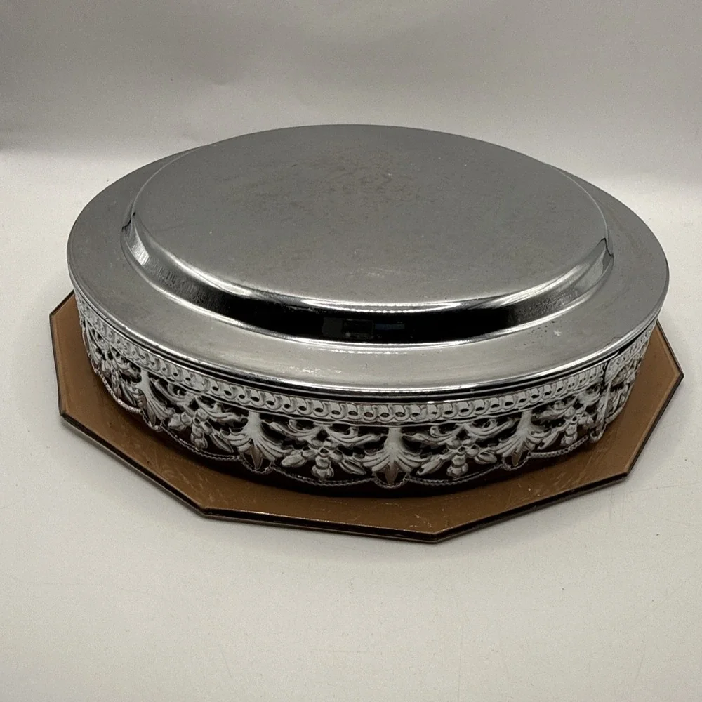 Vintage Hard Plastic Topaz Bowl‎ With Metal Silver Base/holder, Nuts, Candy